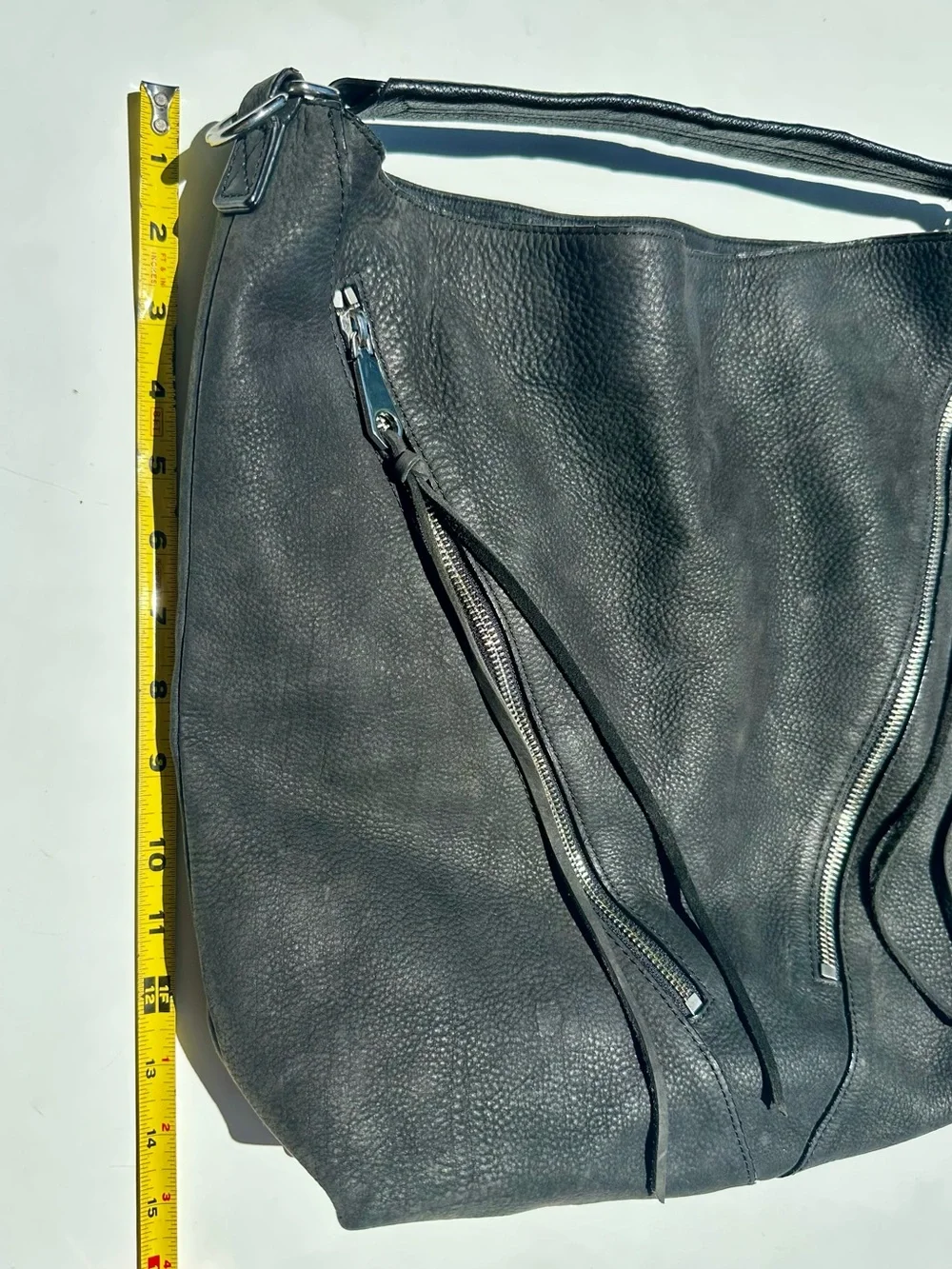 Rebecca Minkoff Moto Hobo Black Leather Bag with Zipper Accents